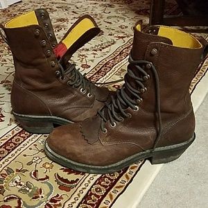 Rocky brown western lace up work boots waterproof